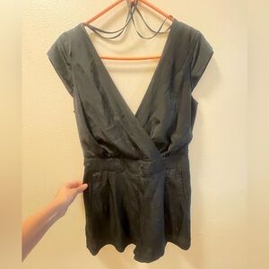 bebe Black Wrap Blouse